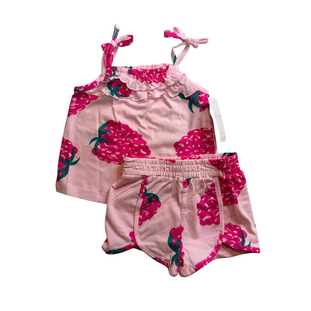 Jessica Simpson Baby Girls Strawberry Print Top and Shorts Set Magenta 12M NWT